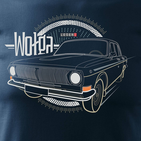 Tričko s nápisem Volga Volga Gaz auto PRL legend pánské tmavě modré REGULAR