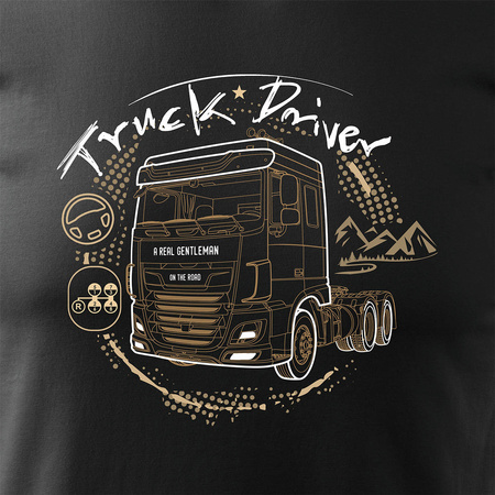 Tričko s náklaďákem DAF dárek pro řidiče Tira TIR pánské černé REGULAR