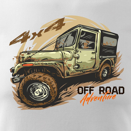 Rally tričko s džípem off-road off-road 4x4 pánské bílé REGULAR