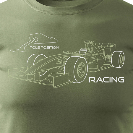 Pánské tričko s motivem vozu formule 1 F1 khaki REGULAR