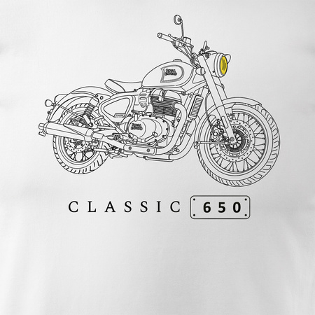 Royal Enfield Classic 650 Legend pánské bílá tričko s motivem motorky