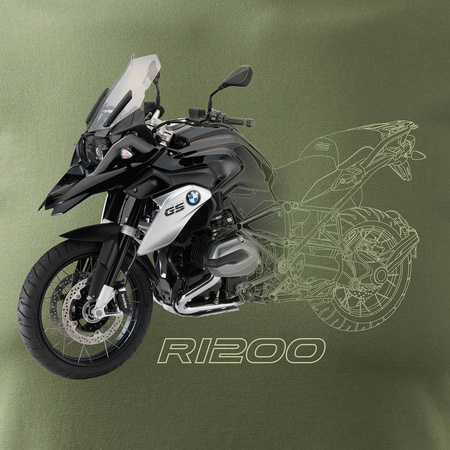 BMW GS 1200 pánské khaki tričko s motorkou REGULAR