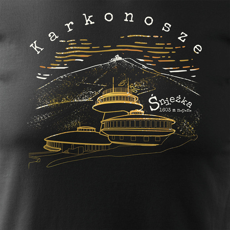 Tričko s horami Karkonosze Sněžka Sudety trekking pánské černé REGULAR