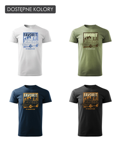 Tričko s autem Škoda Favorit PRL legend pánské khaki REGULAR