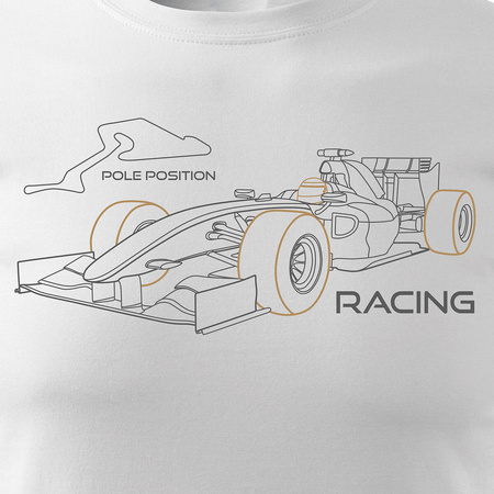 Pánské tričko s motivem vozu formule 1 F1 bílé REGULAR