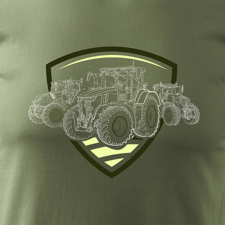 John Deere Claas New Holland Fendt traktor tričko pro farmáře pánské khaki REGULAR