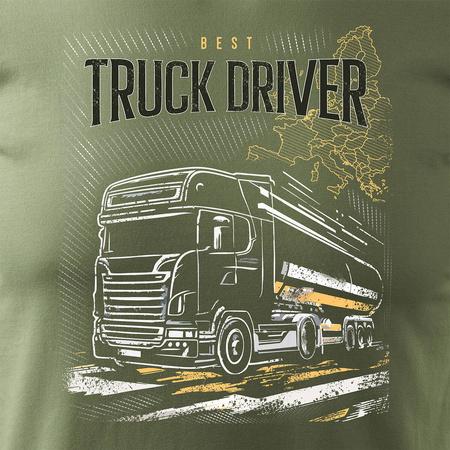 Tričko s náklaďákem Scania silo dárek pro řidiče kamionu TIR pánské khaki REGULAR