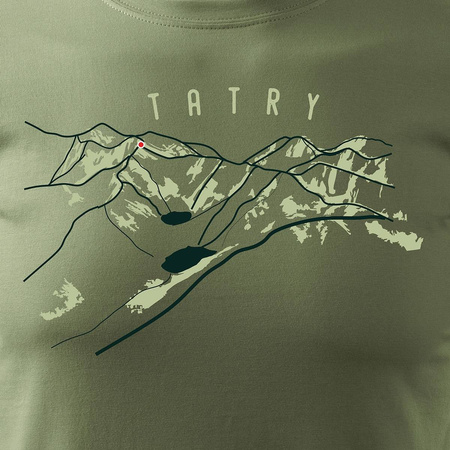 Tričko s horami Tatra trekking pánské khaki REGULAR