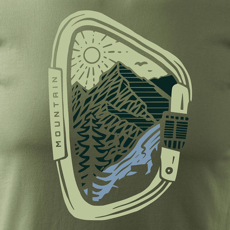 Pánské khaki horské trekingové tričko REGULAR s karabinami