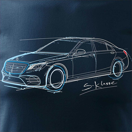 Mercedes S class S classe tričko pro auta pánské tmavě modré REGULAR