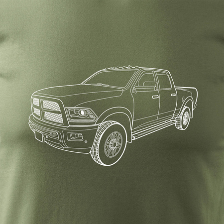 Dodge Raam pánské khaki tričko REGULAR s autem Dodge Raam