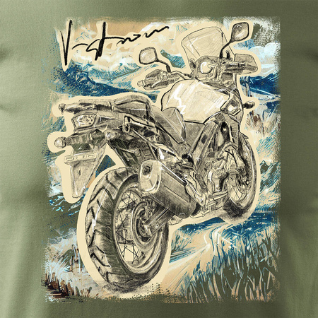 Suzuki V-strom Vstrom DL 650 XT pánské khaki tričko na motorku REGULAR