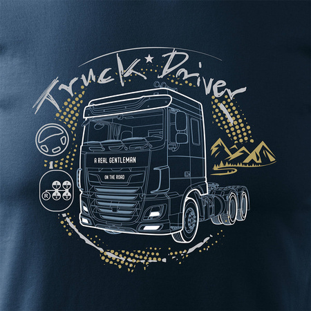 Tričko s náklaďákem DAF dárek pro řidiče kamionu TIR pánské tmavě modré REGULAR