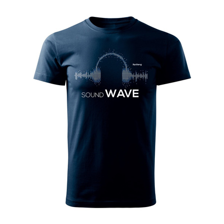 Tričko se sluchátky pro DJ trance music house pánské tmavě modré REGULAR