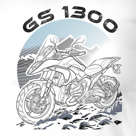BMW GS R 1300 pánské tričko na motorku bílé REGULAR