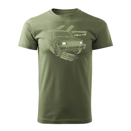 Pánské khaki tričko Jeep Grand Cherokee REGULAR s motivem auta