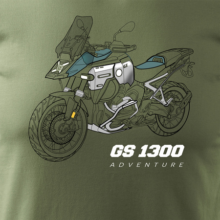 BMW GS R 1300 Adventure pánské khaki tričko REGULAR motocykl motocykl tričko