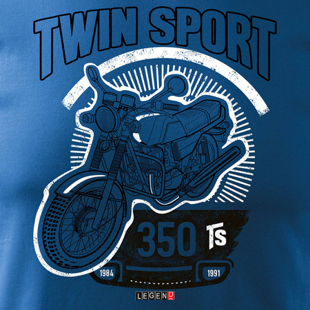 Tričko s motorkou Jawa 350 TR Jawa PRL legend pánské modré REGULAR