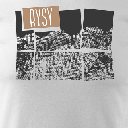 Tričko s horami turistické Tatry Rysy Rysy pánské trekkingové bílé REGULAR