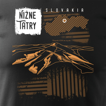 Tričko s horami turistické Tatry Nízké Tatry Chopok pánské trekingové černé REGULAR