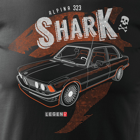 BMW 323 žralok auto tričko pánské černé REGULAR