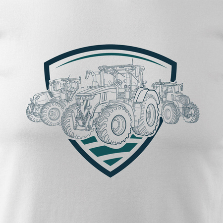 John Deere Claas New Holland Fendt traktor tričko pro farmáře pánské bílé REGULAR
