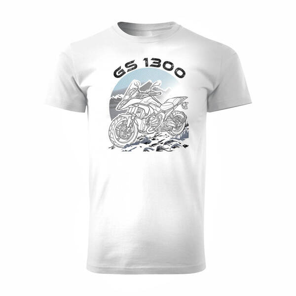 BMW GS R 1300 pánské tričko na motorku bílé REGULAR