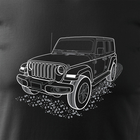 Tričko Jeep Wrangler Rubicon s autem Jeep Wrangler pánské černé REGULAR