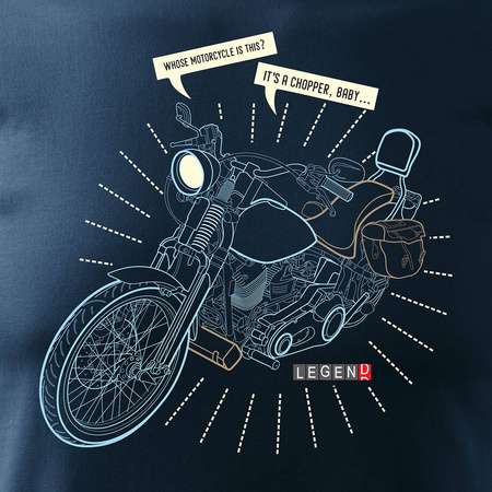 Harley Chopper pánské námořnicky modré tričko s motorkou REGULAR