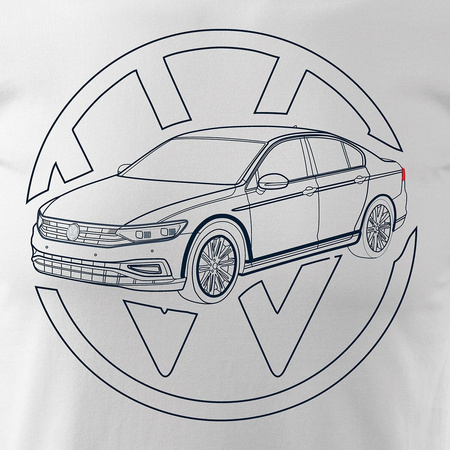 VW Passat pánské tričko s motivem auta bílé REGULAR