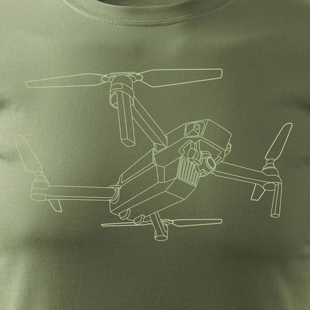 Tričko DJI s kvadrokoptérou pro drony pánské khaki REGULAR