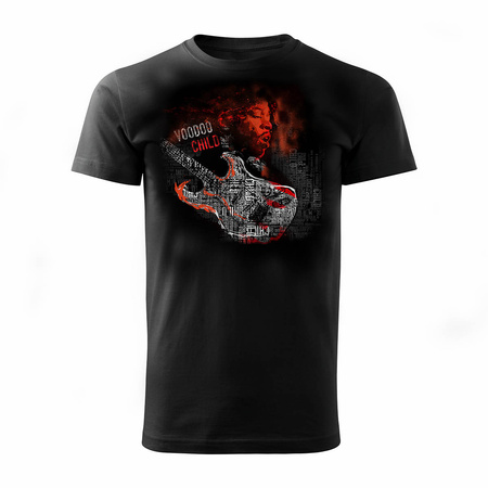 Rock Jimi Hendrix rockové kytarové tričko pro kytaristy pánské černé REGULAR