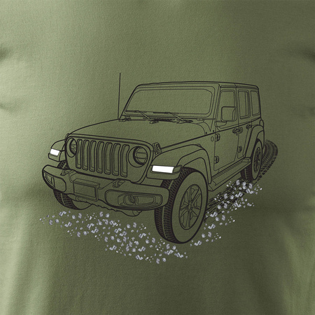 Tričko Jeep Wrangler Rubicon s autem Jeep Wrangler pánské khaki REGULAR