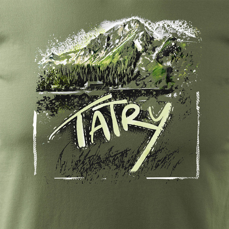 Tričko s horami Tatry Slovenské trekkingové pánské khaki REGULAR
