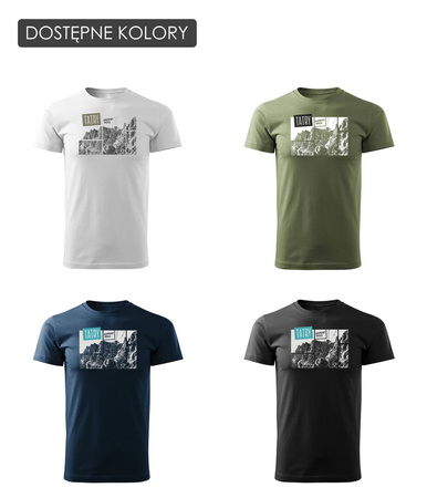 Tričko s horami turistika Tatry Kasprowy Wierch trekking pánské tmavě modré REGULAR