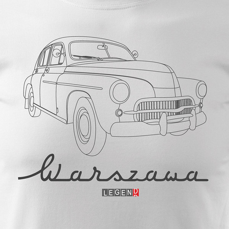 Tričko s autem Varšava pánské bílé REGULAR