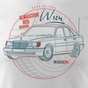 Automobilové tričko s autem Mercedes E W124 pánské bílé REGULAR