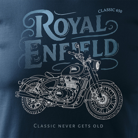 Royal Enfield Classic 650 Legend pánské tmavě modré tričko s motivem motorky
