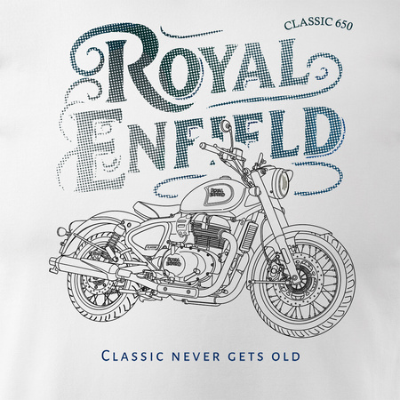 Royal Enfield Classic 650 Legend pánské bílá tričko s motivem motorky