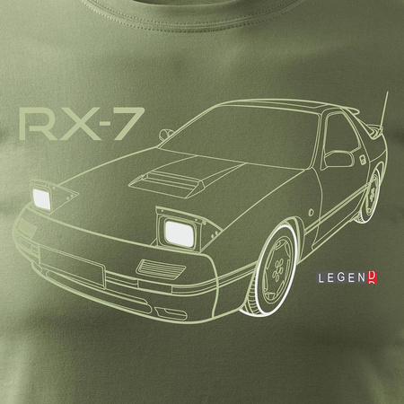 MAZDA RX-7 RX 7 pánské khaki tričko REGULAR s motivem auta