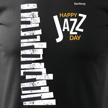 Polské jazzové tričko s klavírem pánské černé REGULAR