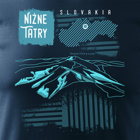 Tričko s horami turistika Tatry Nízké Tatry Chopok trekking pánské tmavě modré REGULAR