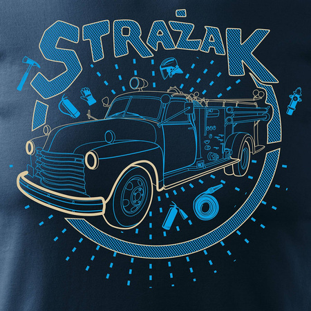 Hasičské tričko s hasičským autem pánské tmavě modré REGULAR