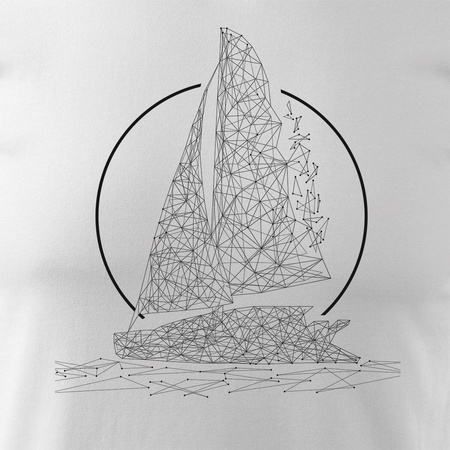 Výprodej - pánské tričko s plachetnicí bílá REGULAR