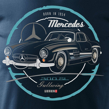Mercedes 300 SL GULLWING pánské tmavě modré tričko s motivem auta REGULAR
