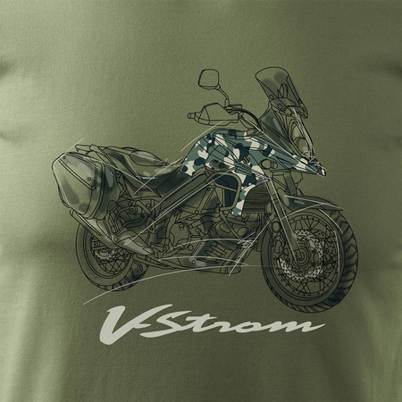 Suzuki V-strom Vstrom DL 650 XT pánské khaki tričko na motorku REGULAR