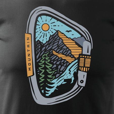 Pánské horské trekingové tričko s karabinou černé REGULAR