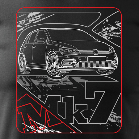 VW Golf 7 VII pánské tričko s motivem auta černé REGULAR