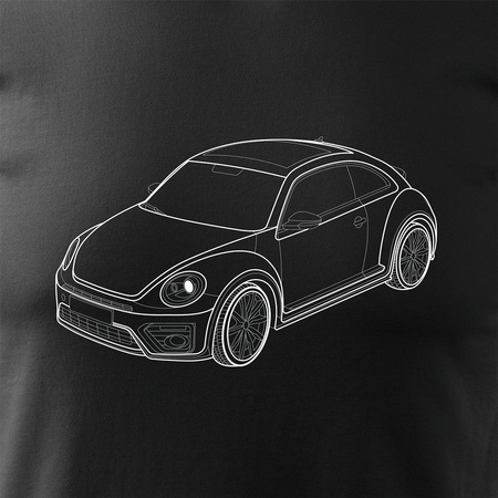 VW New Beatle auto tričko pánské černé REGULAR