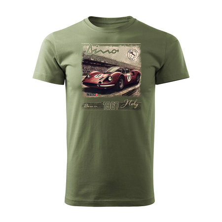 Sběratelské pánské tričko Ferrari Dino F1 Le Mans v khaki barvě REGULAR car